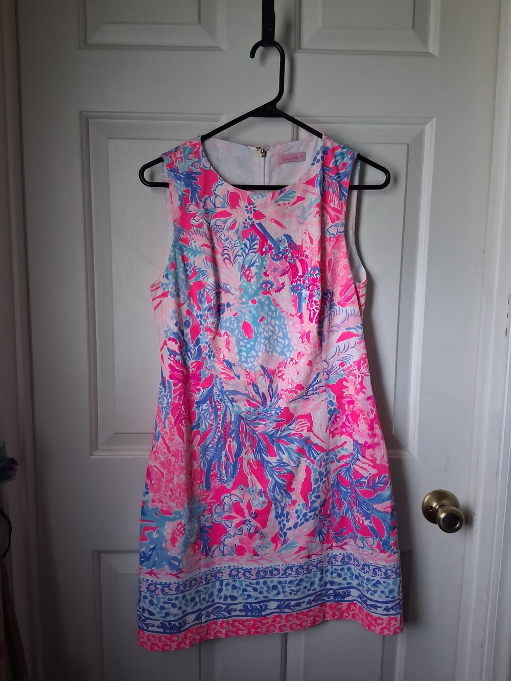 Lilly Pulitzer Pink & Light Blue Floral Sleeveless Shift Dress